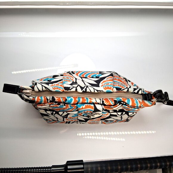 Vintage Prada Mini Wristlet Handbag Clutch White, Orange, Blue, Tropical Floral - Picture 8 of 14